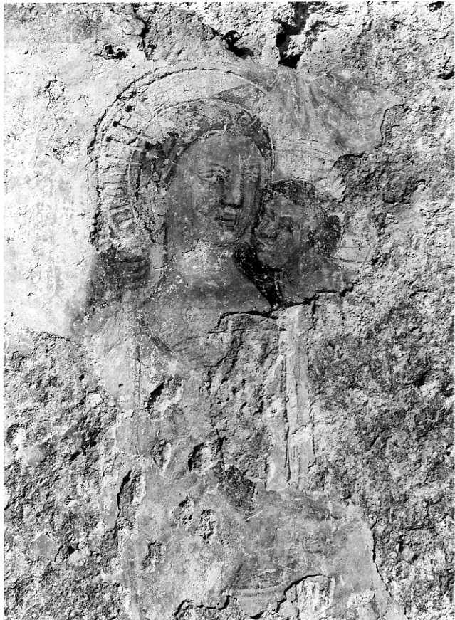 Madonna con Bambino (dipinto, frammento) - ambito campano (secc. XIV/ XV)