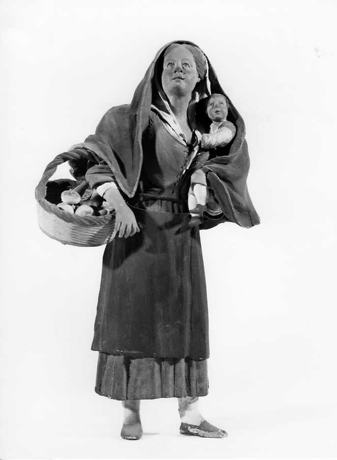figura femminile con bambina (statuetta di presepio) - bottega siciliana (sec. XIX)