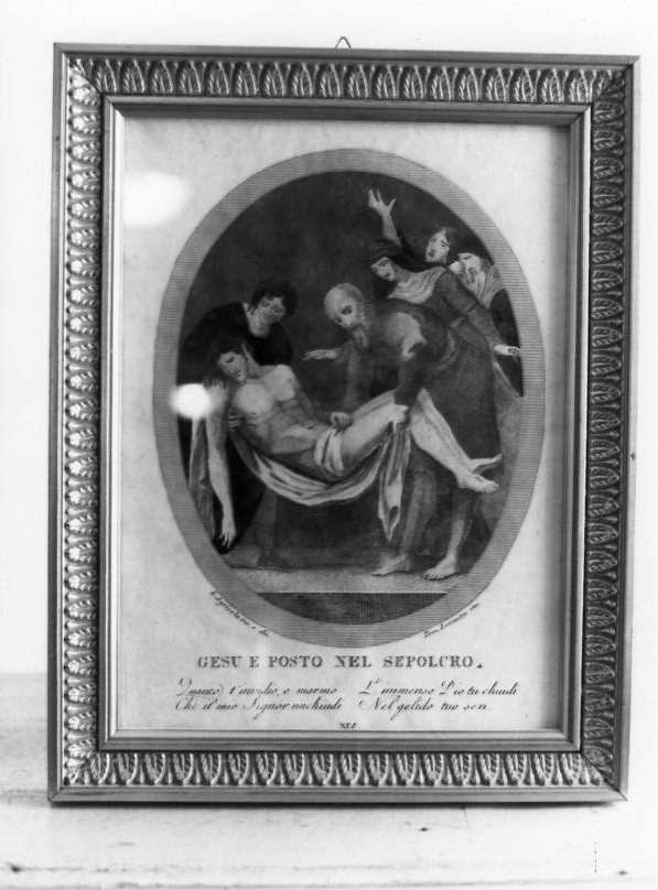 stazione XIV: Gesù deposto nel sepolcro (stampa) di Agricola Luigi, Lomastro Tommaso (sec. XIX)