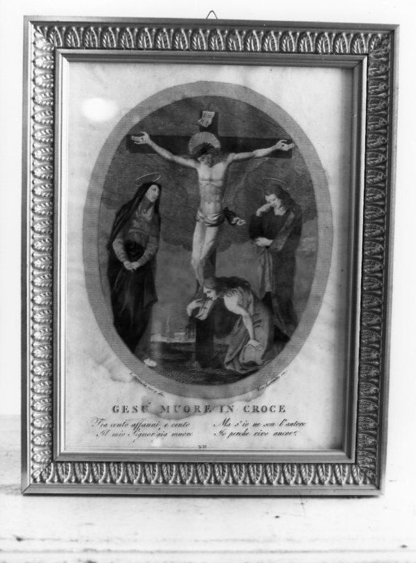 stazione XII: Gesù innalzato e morto in croce (stampa) di Agricola Luigi, Lomastro Tommaso (sec. XIX)