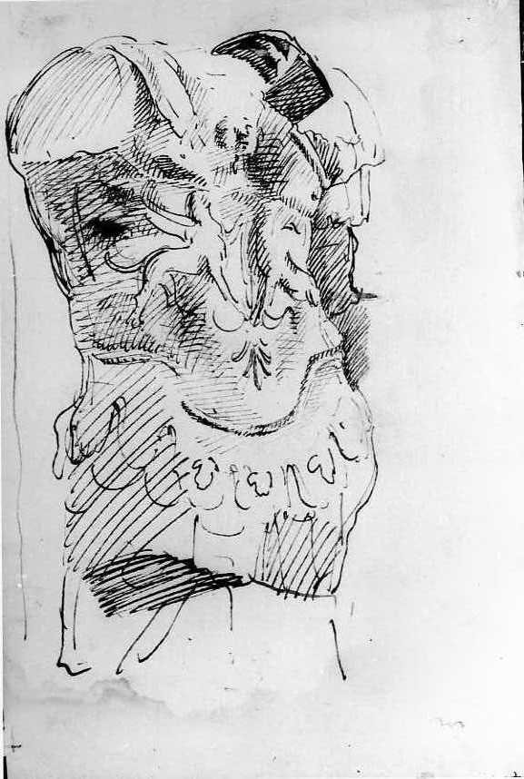 torso virile laricato e acefalo (disegno) di Van Wittel Gaspar (ultimo quarto sec. XVII)