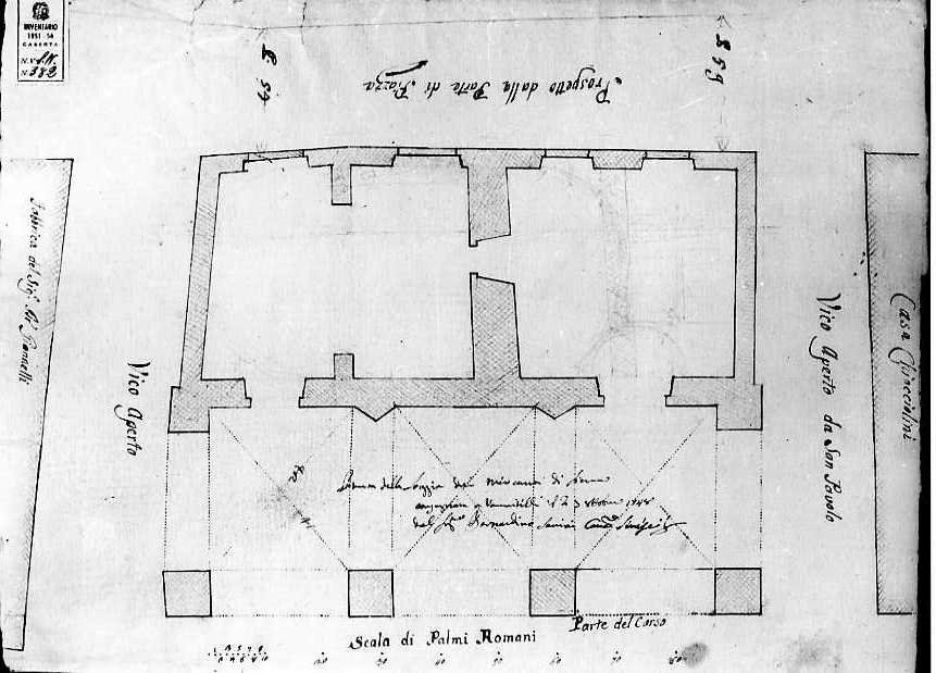Pianta della Loggia della Mercanzia a Siena (disegno) - ambito senese (sec. XVIII)