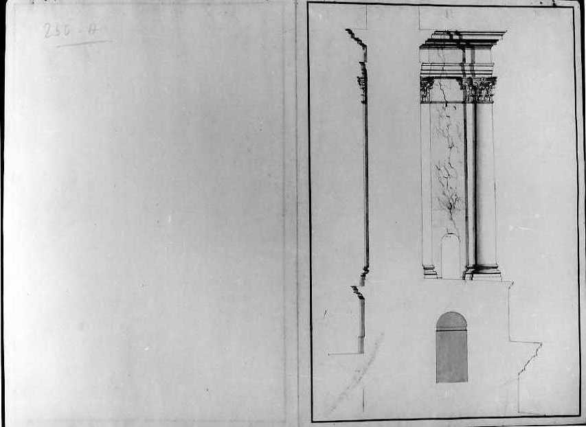Rilievo di pilastro per la cupola di San Pietro (disegno) di Vanvitelli Luigi (sec. XVIII)