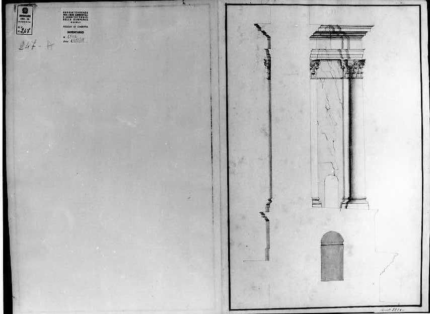 Rilievo di pilastro per la cupola di San Pietro (disegno) di Vanvitelli Luigi (sec. XVIII)