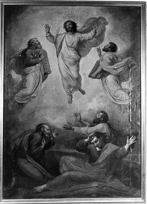 Trasfigurazione di Cristo con Profeti e Apostoli (dipinto) di Postglione L (cerchia) (seconda metà sec. XIX)