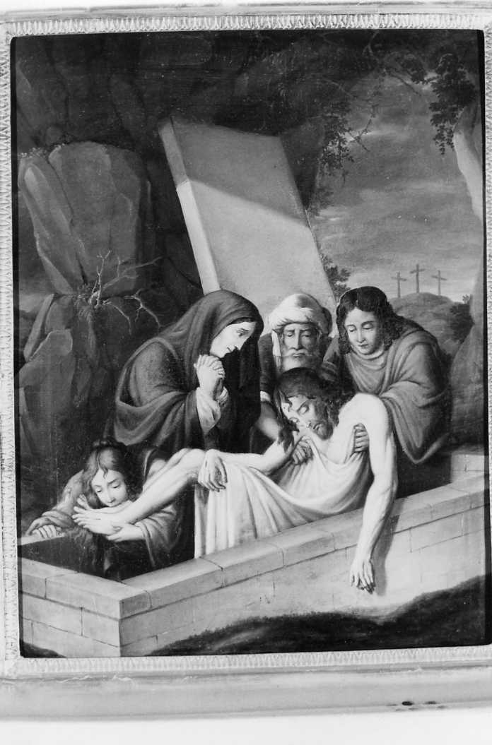 stazione XIV: Gesù deposto nel sepolcro (dipinto) - ambito campano (sec. XIX)