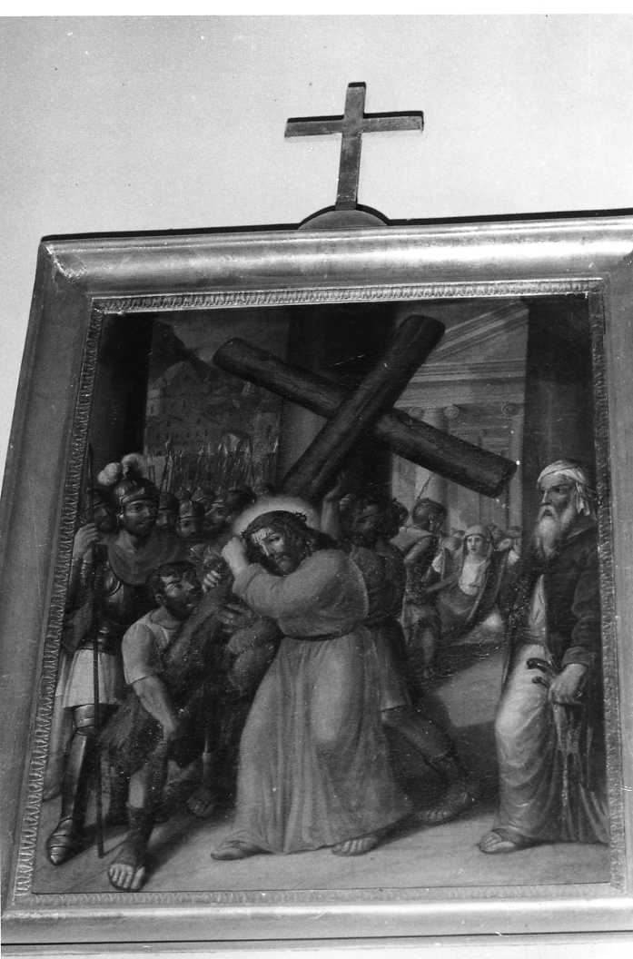 stazione II: Gesù caricato della croce (dipinto) - ambito campano (sec. XIX)