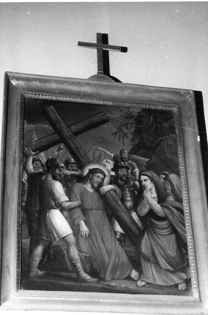 stazione IV: Gesù incontra la Madonna (dipinto) - ambito campano (sec. XIX)