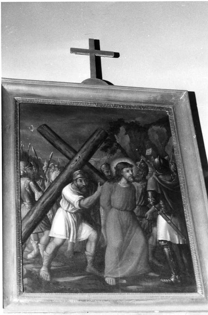 stazione V: Gesù aiutato da Simone il Cireneo a portare la croce (dipinto) - ambito campano (sec. XIX)