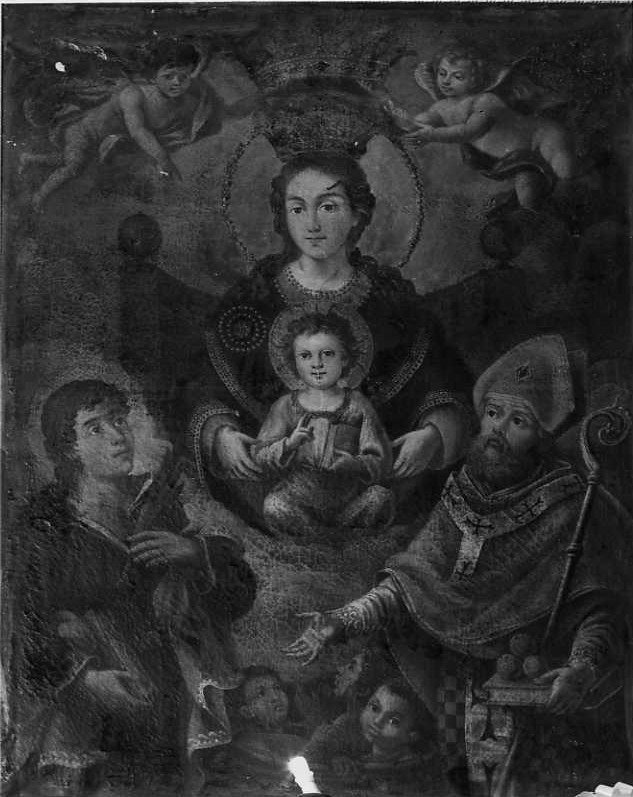 Madonna con Bambino tra angeli e Santi (dipinto) - ambito campano (sec. XIX)