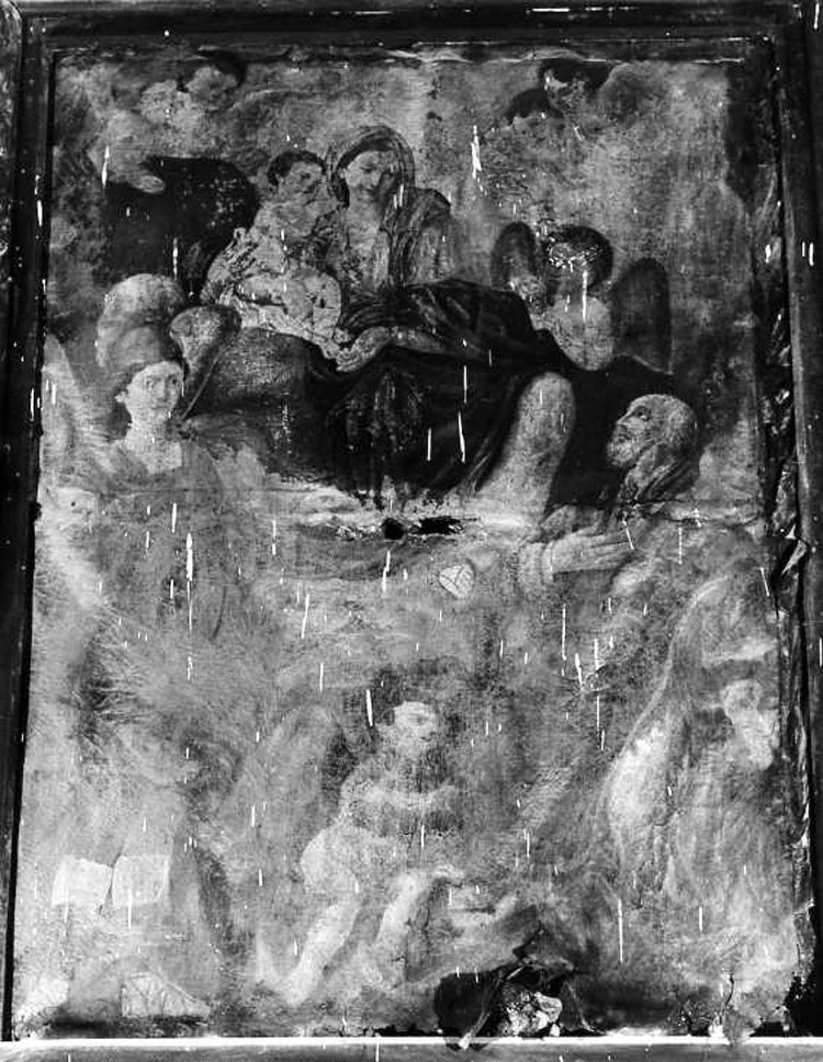 Madonna con Bambino tra angeli e Santi (dipinto) - ambito campano (sec. XVIII)