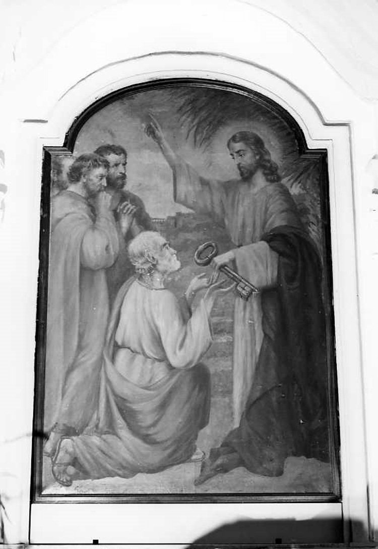 Cristo consegna le chiavi a San Pietro (dipinto) - ambito campano (sec. XIX)