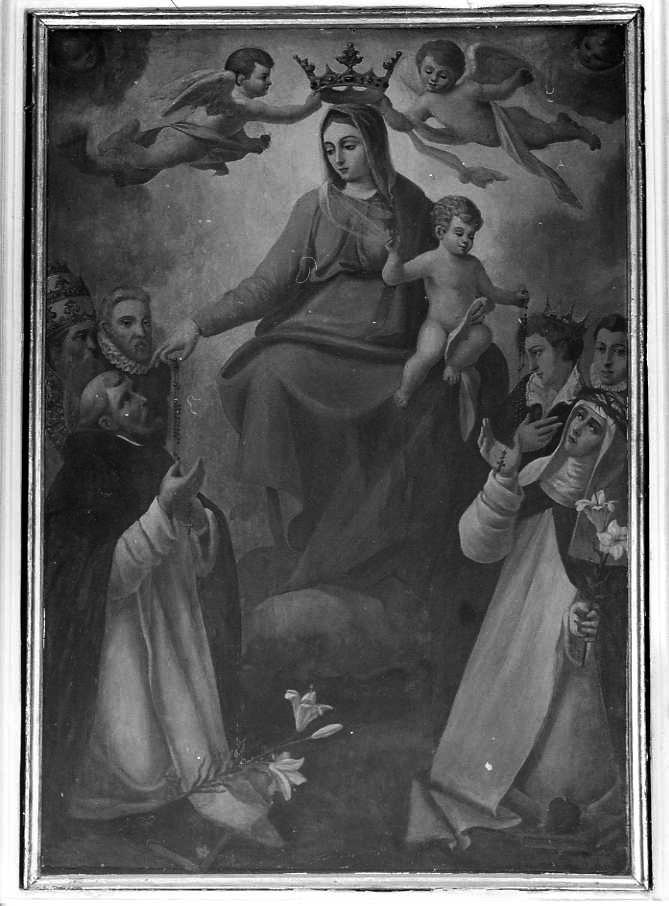 Madonna del Rosario con San Domenico e Santa Caterina da Siena (dipinto) - ambito napoletano (fine/inizio secc. XVI/ XVII)