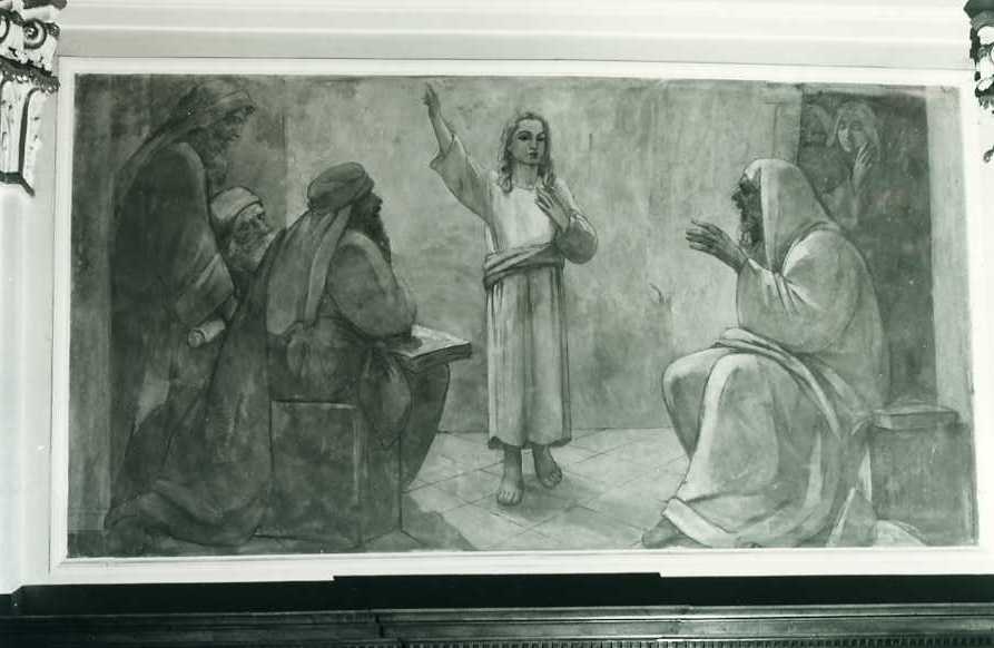 disputa di Gesù con i dottori nel tempio (dipinto) di Bocchetti Gaetano (sec. XX)