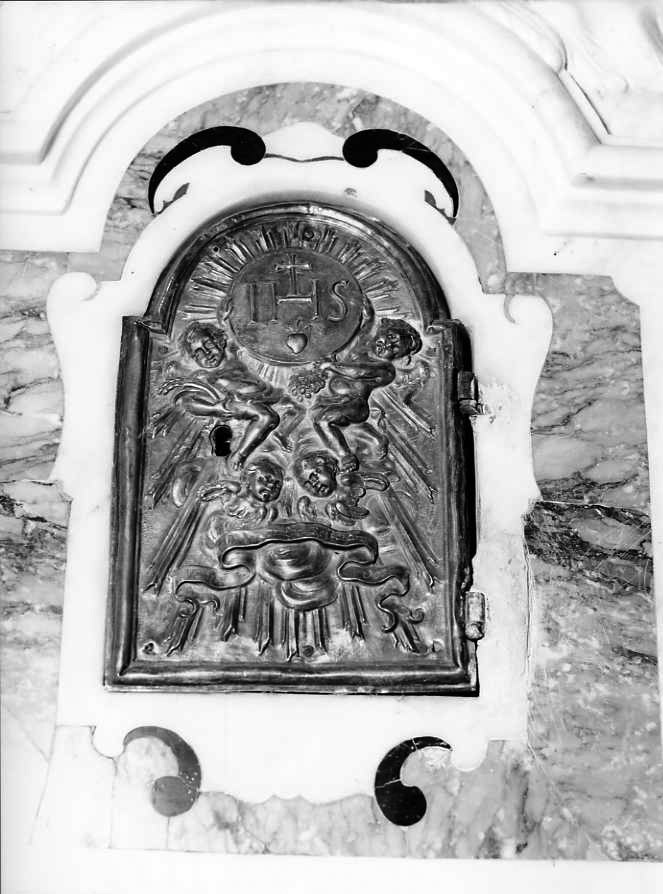 angeli e cherubini (sportello di tabernacolo) - bottega napoletana (metà sec. XVIII)
