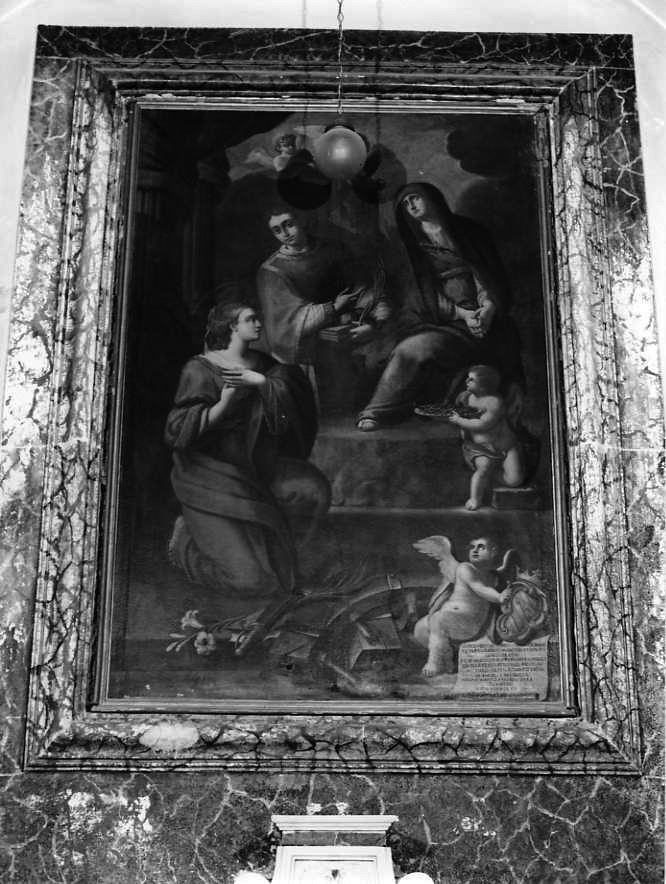 Madonna Addolorata con Santo Stefano Promartire e Santa Caterina (dipinto) di Ferrazzani Carlo (sec. XVIII)