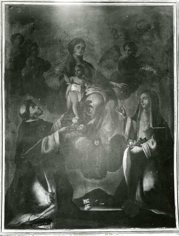 Madonna del Rosario con San Domenico e Santa Caterina da Siena (dipinto) - ambito campano (sec. XVIII)