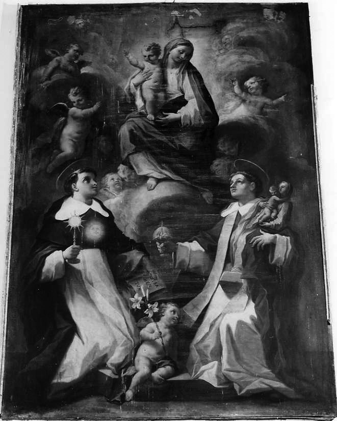 Madonna col Bambino con San Tommaso d'Acquino e San Giacinto (dipinto) di Lama Giovan Battista (attribuito) (prima metà sec. XVIII)