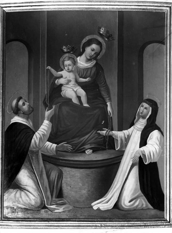 Madonna del Rosario con San Domenico e Santa Caterina da Siena (dipinto) - ambito campano (prima metà sec. XX)