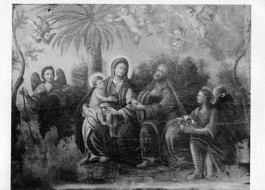 riposo nella fuga in Egitto (dipinto) di Bevilacqua G. A (sec. XVIII)