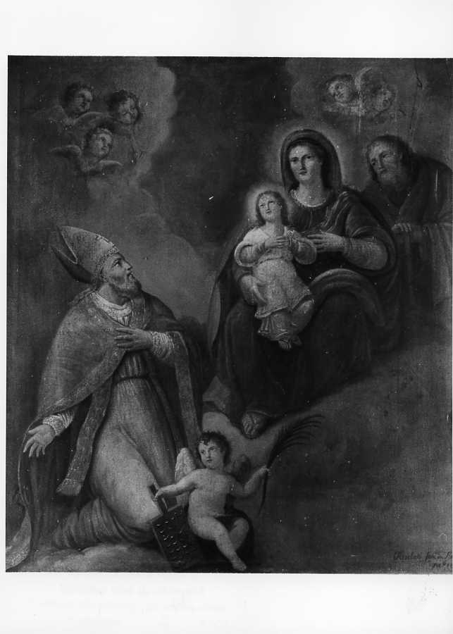 Madonna con Bambino tra San Giuseppe e un angelo (dipinto) - ambito napoletano (sec. XIX)