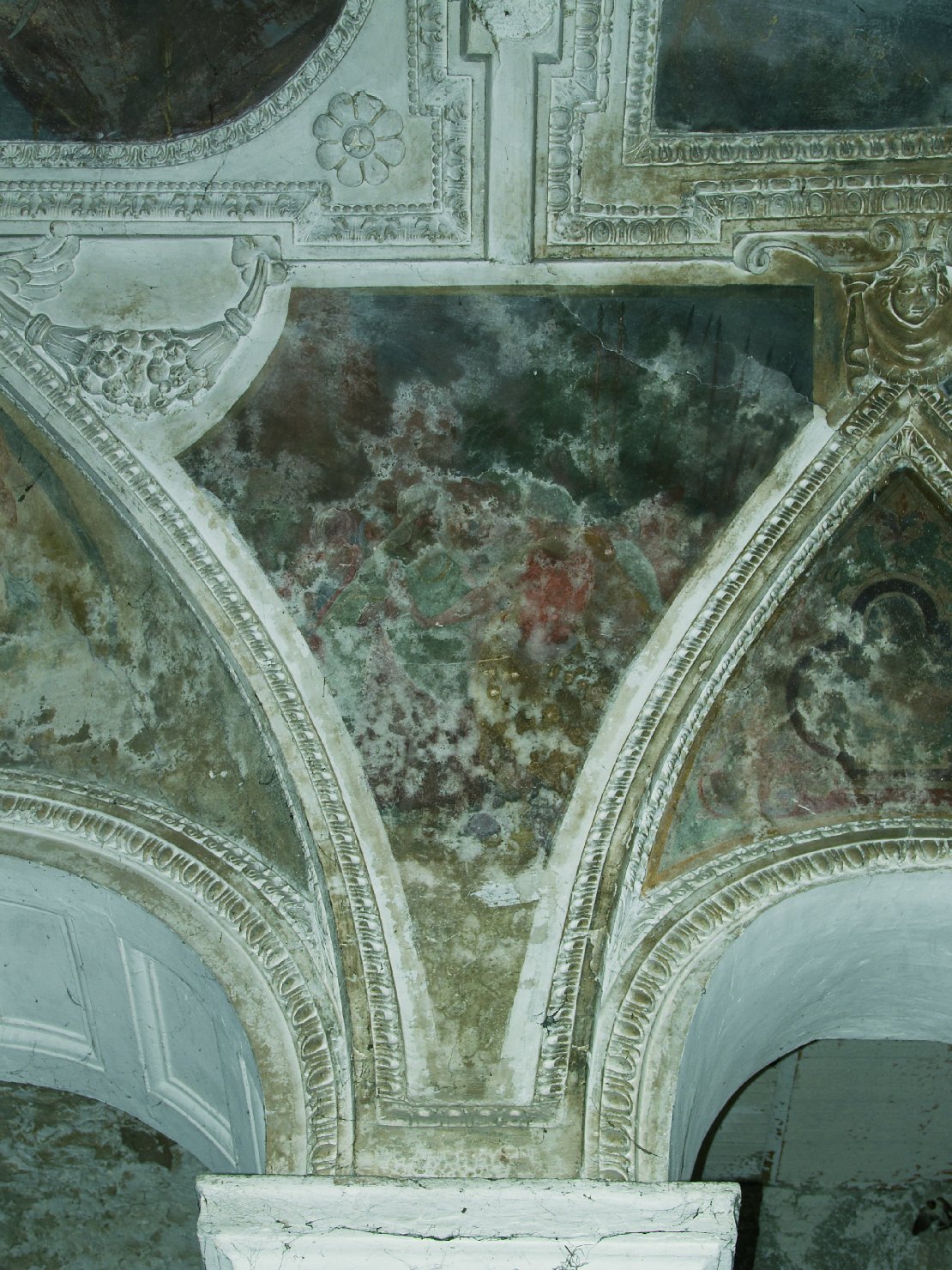 Giuditta tra i nemici (soffitto dipinto, ciclo) di Bellisario Corenzio (cerchia), Pussè Agostino (cerchia), Spallucci Camillo (cerchia) (primo quarto sec. XVII)