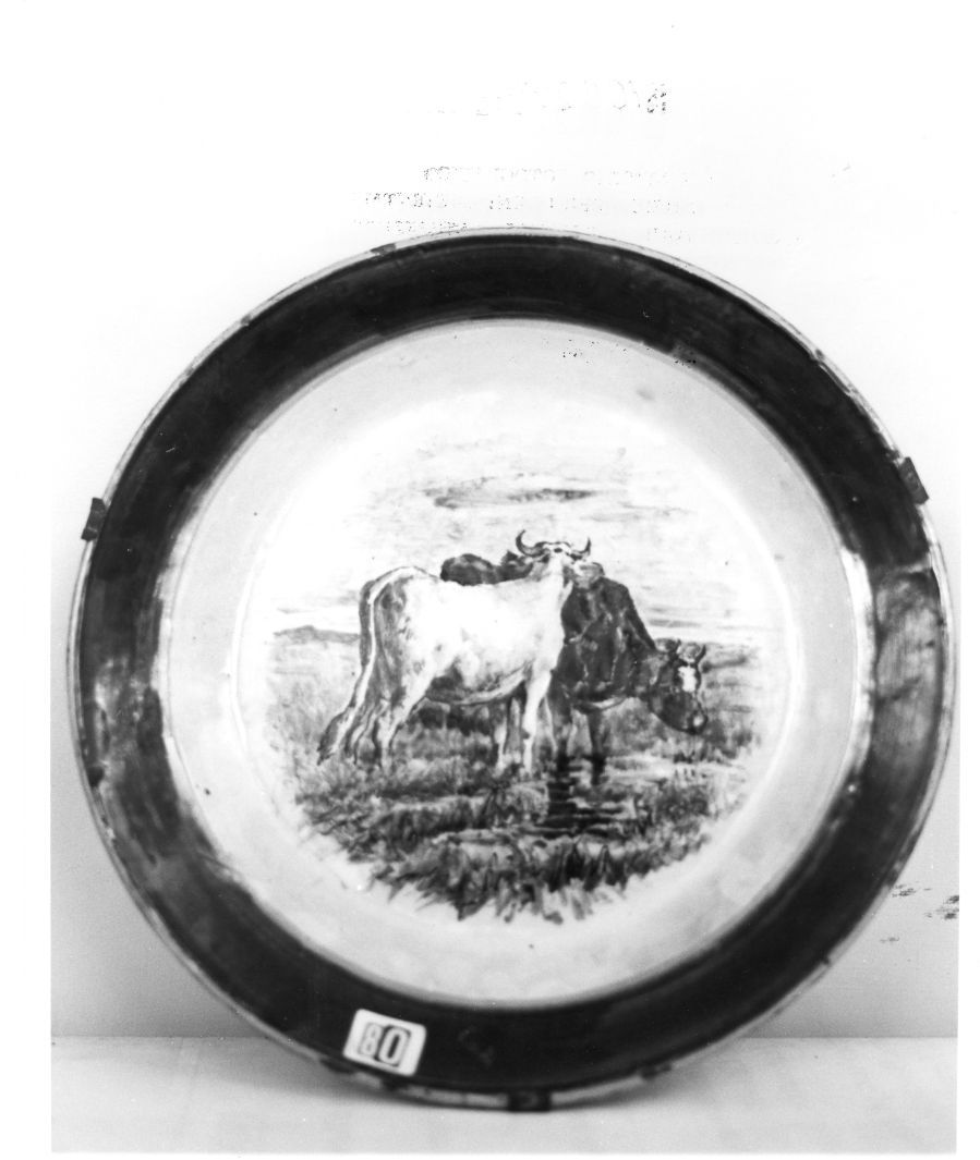 paesaggio con animali (piatto) di Lenzi Michele (attribuito) (seconda metà sec. XIX)