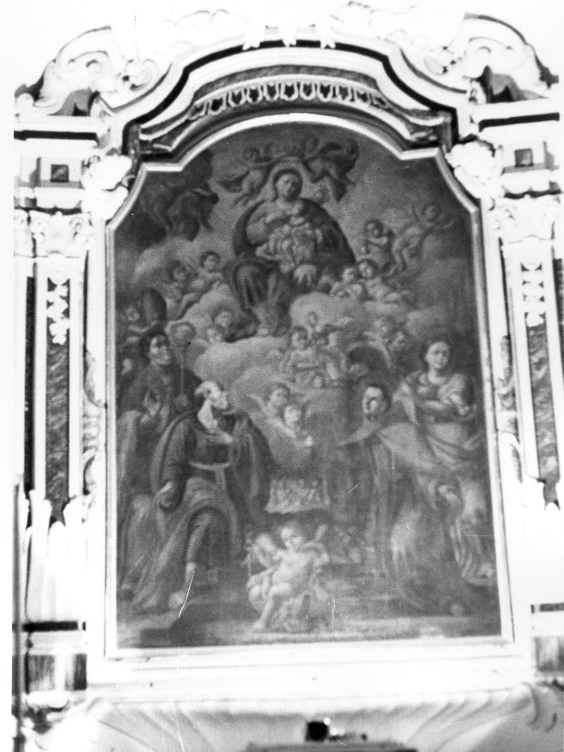 Madonna con Bambino e Santi (dipinto) di Romero A.M (sec. XIX)