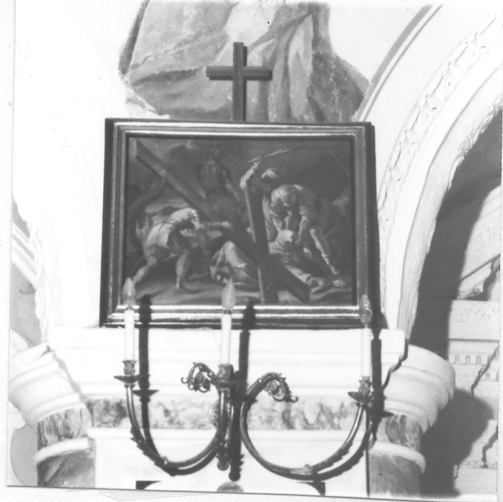 stazione IX: Gesù cade sotto la croce la terza volta (dipinto, ciclo) di Ricciardi Michele (sec. XVIII)