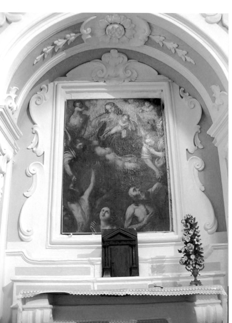 Madonna con personaggi che implorano il suo aiuto (dipinto, opera isolata) - ambito Italia meridionale (prima metà sec. XVII)