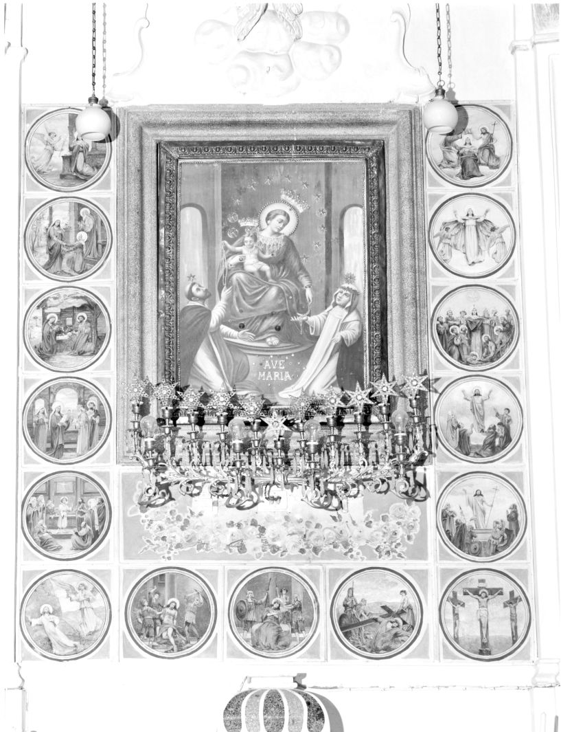 Madonna del Rosario con San Domenico e Santa Caterina da Siena (dipinto) - ambito campano (secondo quarto sec. XX)