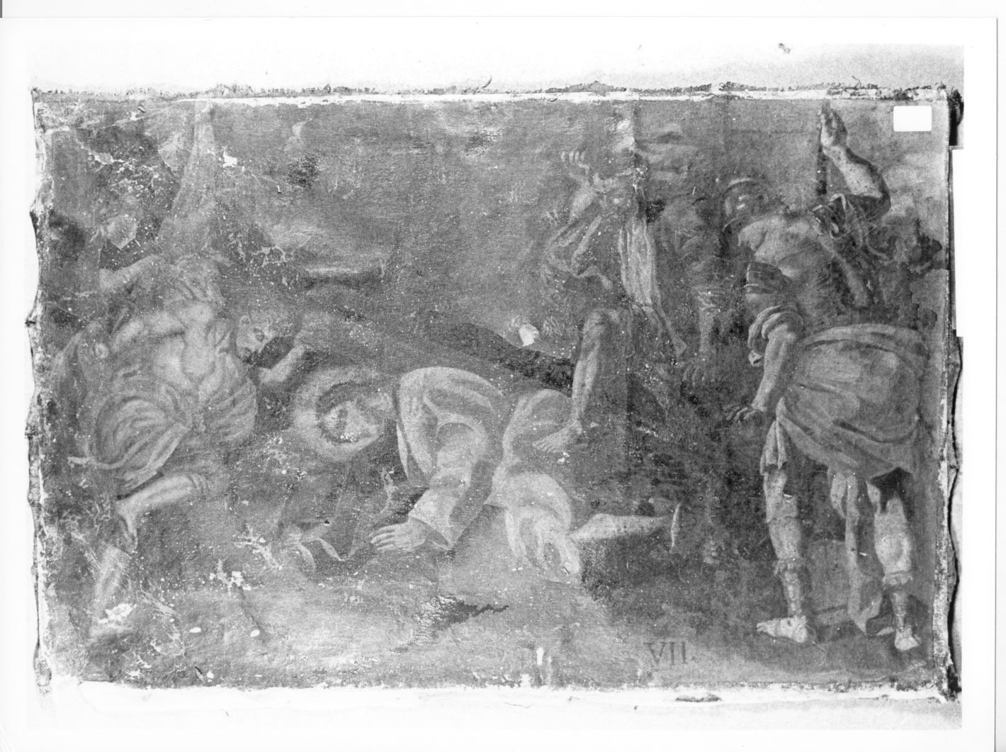 stazione VII: Gesù cade sotto la croce la seconda volta (Via Crucis, ciclo) di Solimena Francesco detto Abate Ciccio (cerchia) (sec. XVIII)