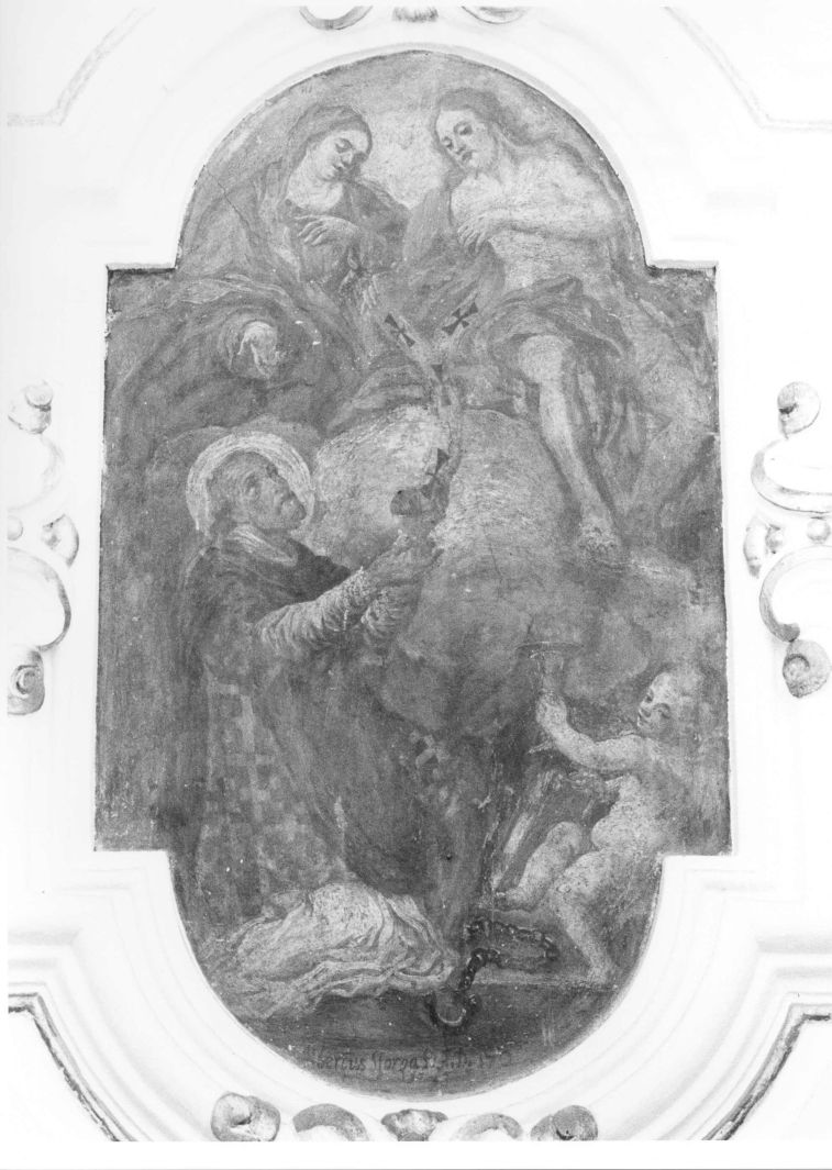 Cristo e la Madonna restituiscono a San Nicola le insegne episcopali (dipinto) di Sforza Alberto (sec. XVIII)