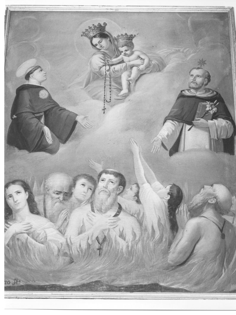 Madonna del Rosario con San Domenico e San Nicola da Tolentino (dipinto) - ambito campano (sec. XIX)