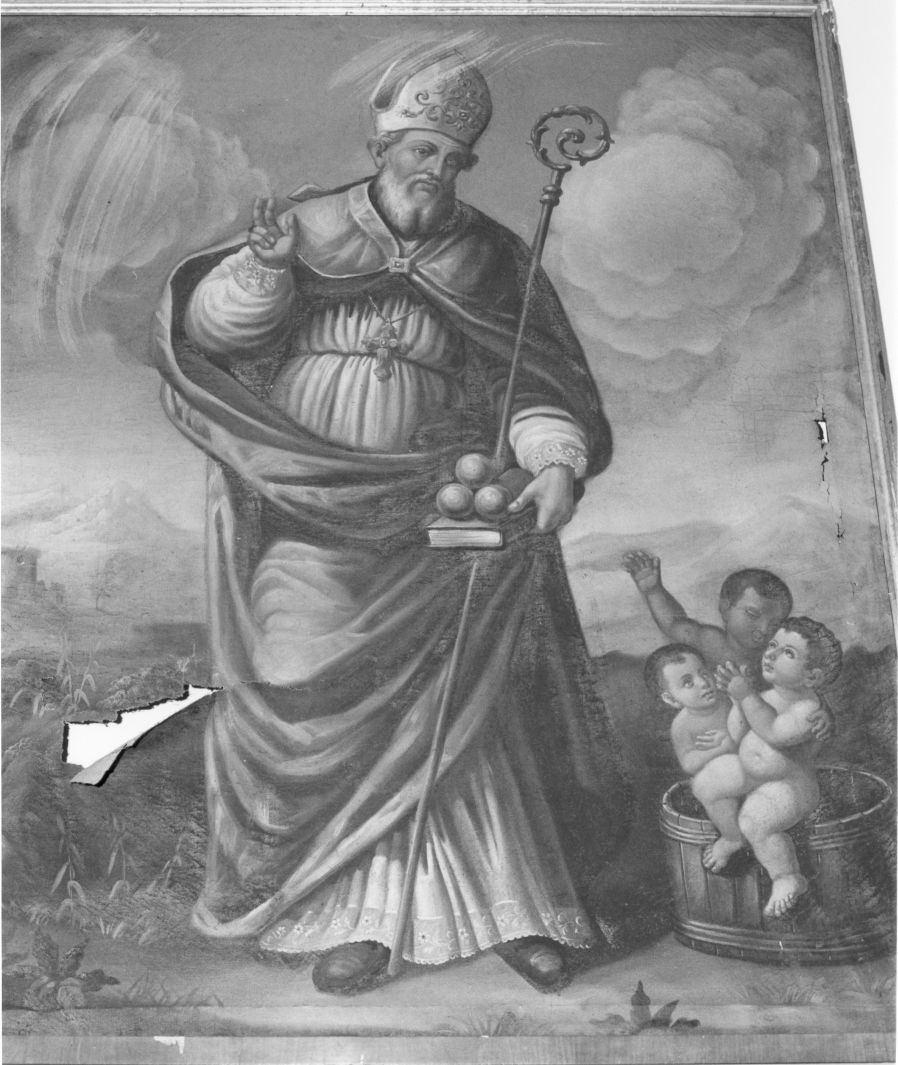 San Nicola di Bari resuscita i tre fanciulli (dipinto) - ambito campano (sec. XIX)