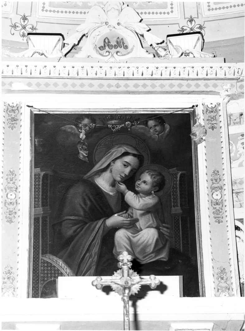 Madonna in trono con Bambino (dipinto) - ambito campano (sec. XIX)