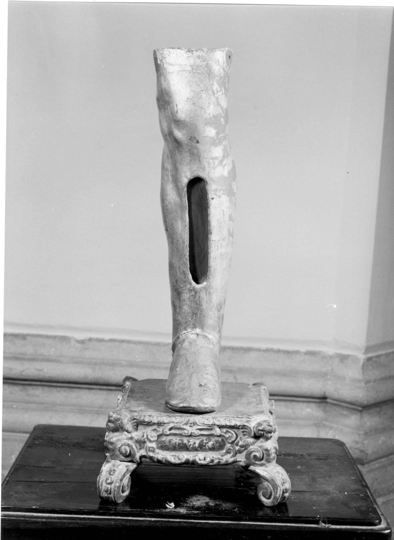 reliquiario antropomorfo - a gamba - bottega campana (inizio sec. XIX)