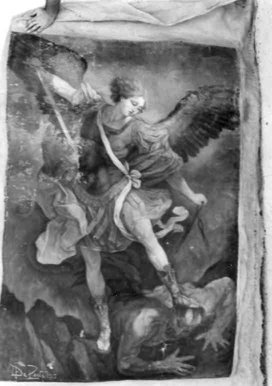 San Michele Arcangelo combatte Satana (dipinto) di De Ponte Francesco (sec. XX)