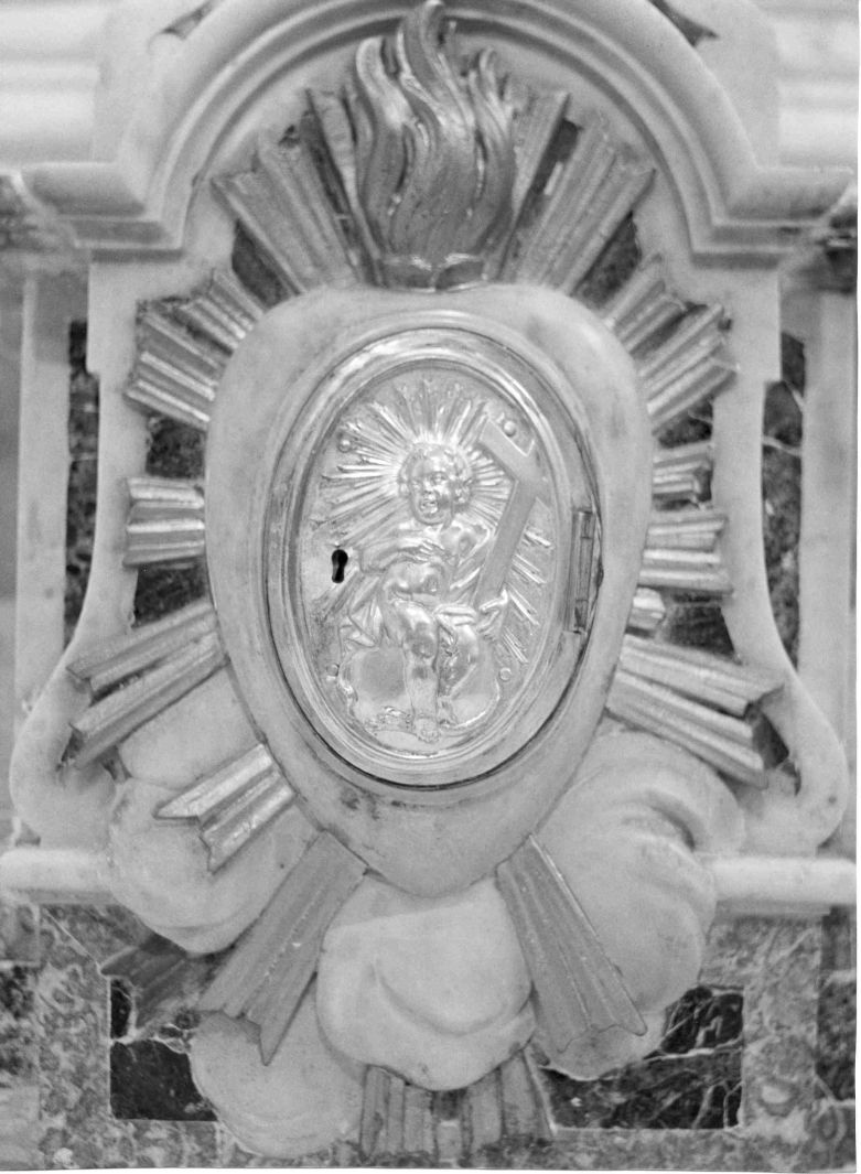 Gesù Bambino che porta la croce (sportello di tabernacolo) - bottega campana (prima metà sec. XIX)