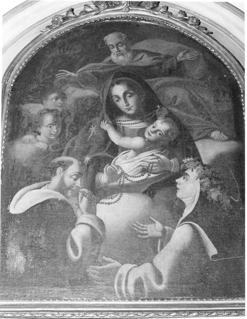 Madonna del Rosario con San Domenico e Santa Rosa da Lima (dipinto) - ambito campano (fine/inizio secc. XVII/ XIX)