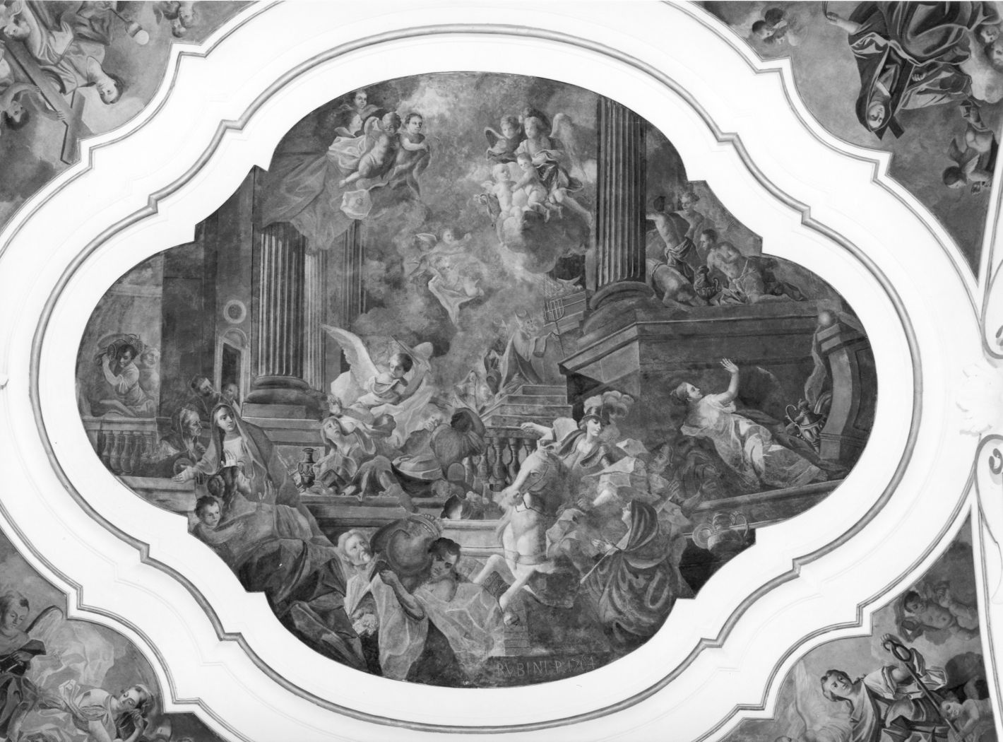 cacciata di Eliodoro dal tempio (dipinto, elemento d'insieme) di Rubini Pietro (sec. XVIII)