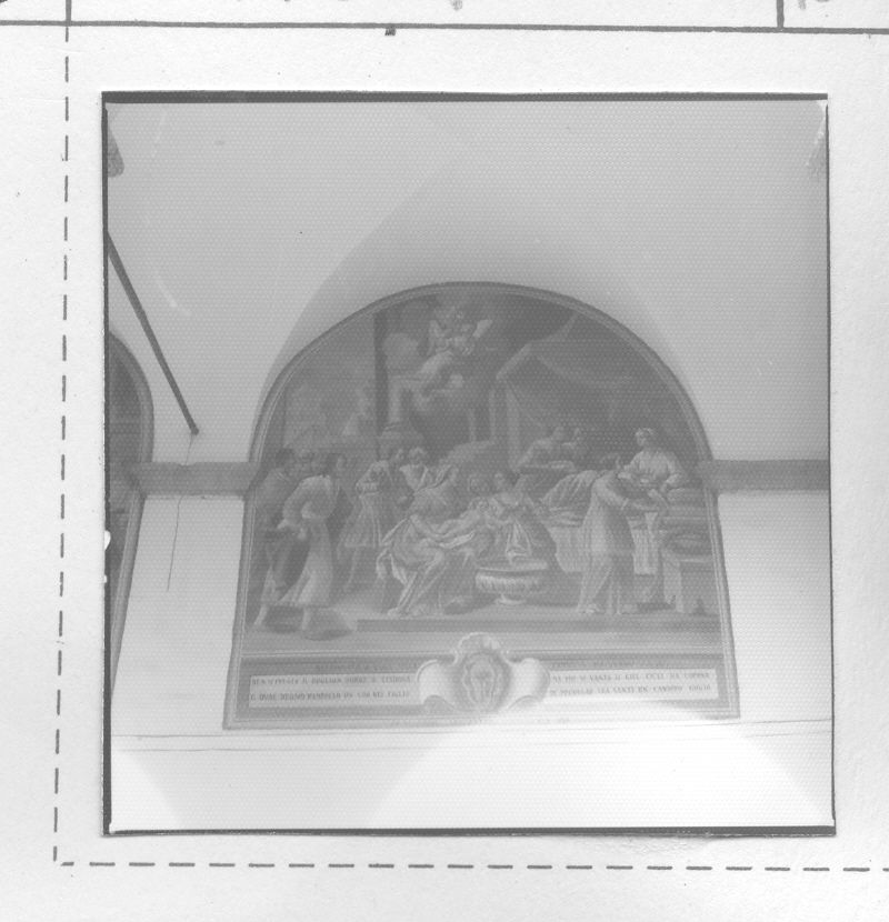 nascita di Sant'Antonio a Lisbona (dipinto, ciclo) di Rubini Giuseppe (sec. XVIII)