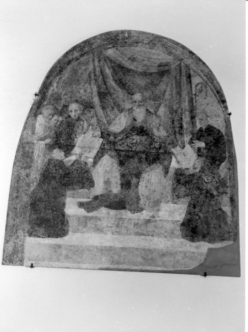 San Benedetto consegna la Regola dell'Ordine (dipinto) di Sabatini Andrea detto Andrea da Salerno (attribuito) (inizio sec. XVI)