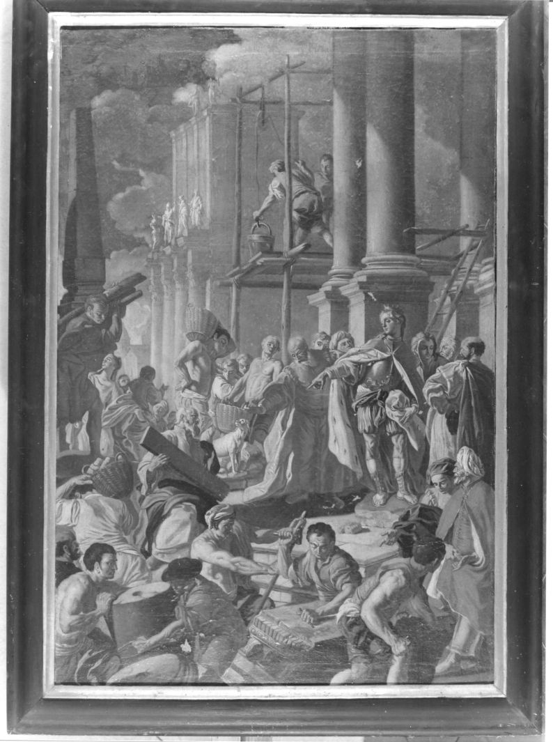 costruzione del tempio di Salomone (dipinto) di Diano Giacinto detto Pozzolano (sec. XVIII)