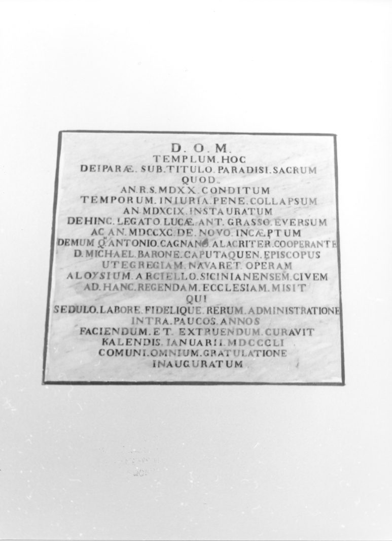 iscrizione (lapide commemorativa) - bottega campana (sec. XIX)