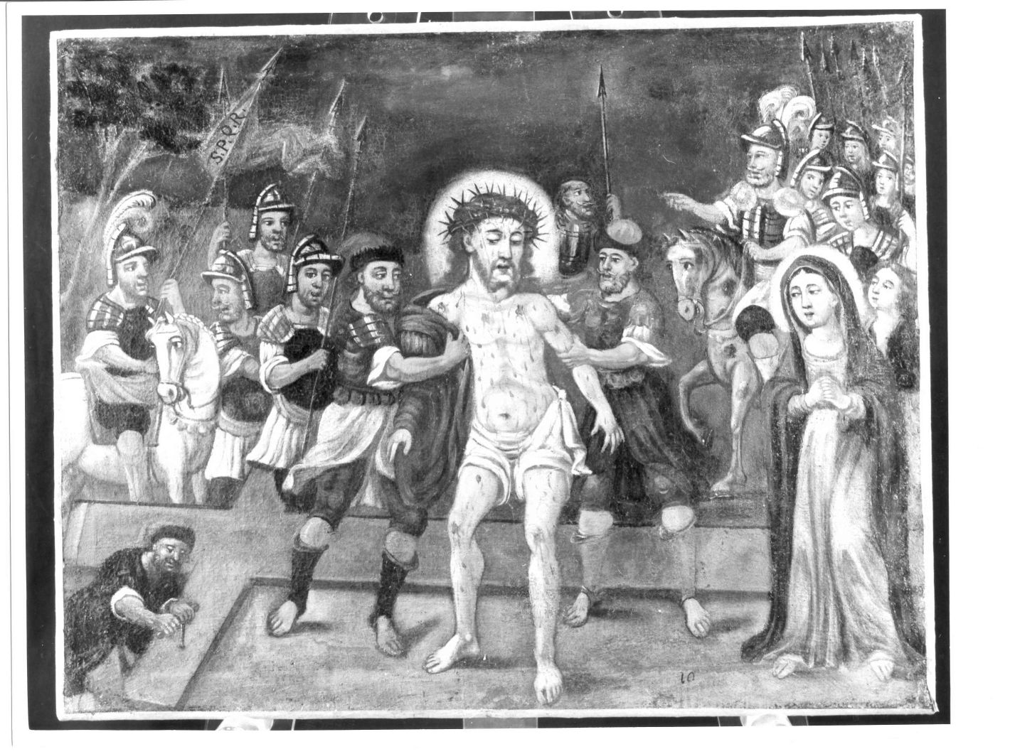 stazione X: Gesù spogliato e abbeverato di fiele (dipinto, ciclo) - ambito Italia meridionale (sec. XIX)