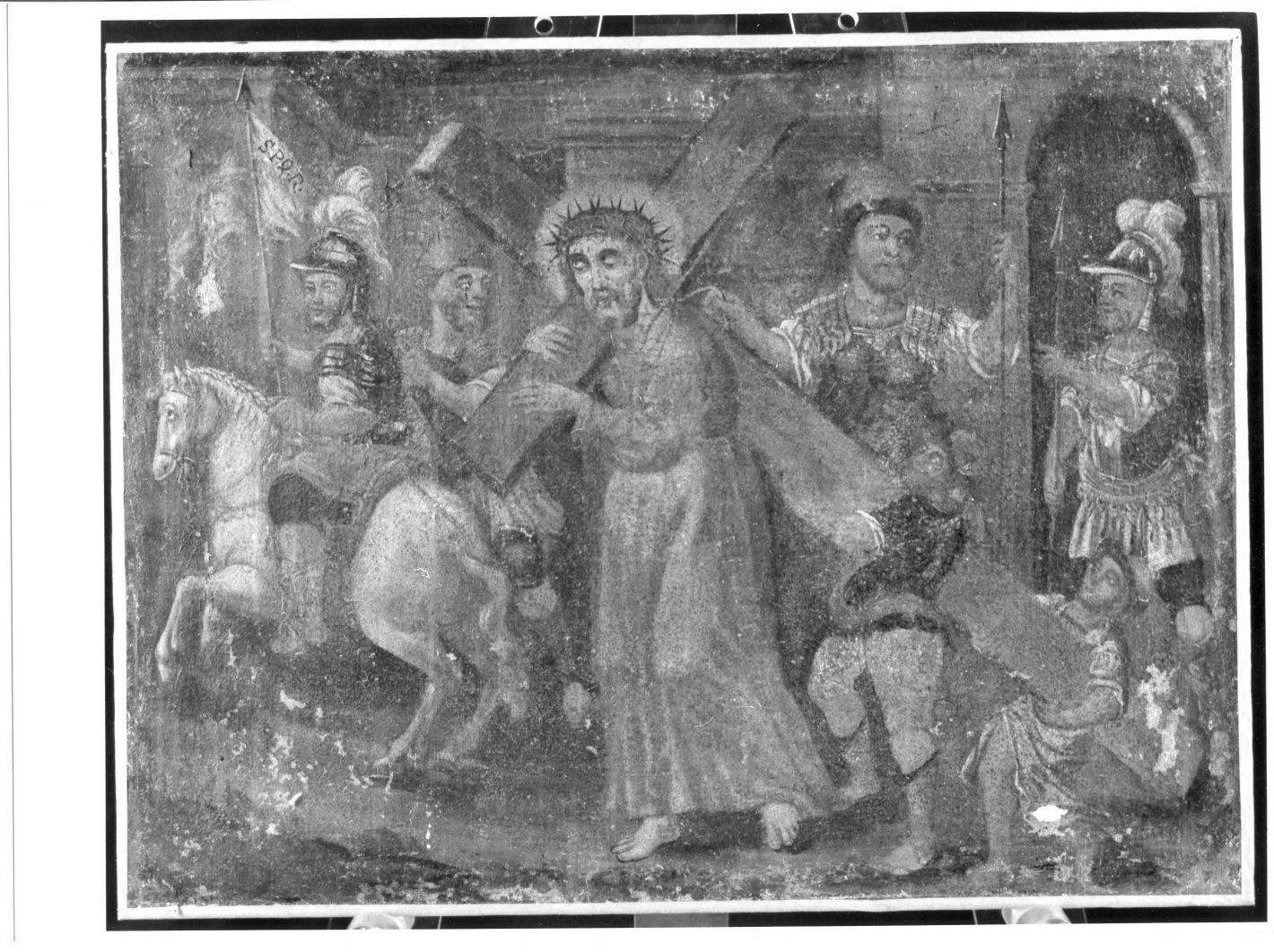 stazione II: Gesù caricato della croce (dipinto, ciclo) - ambito Italia meridionale (sec. XIX)