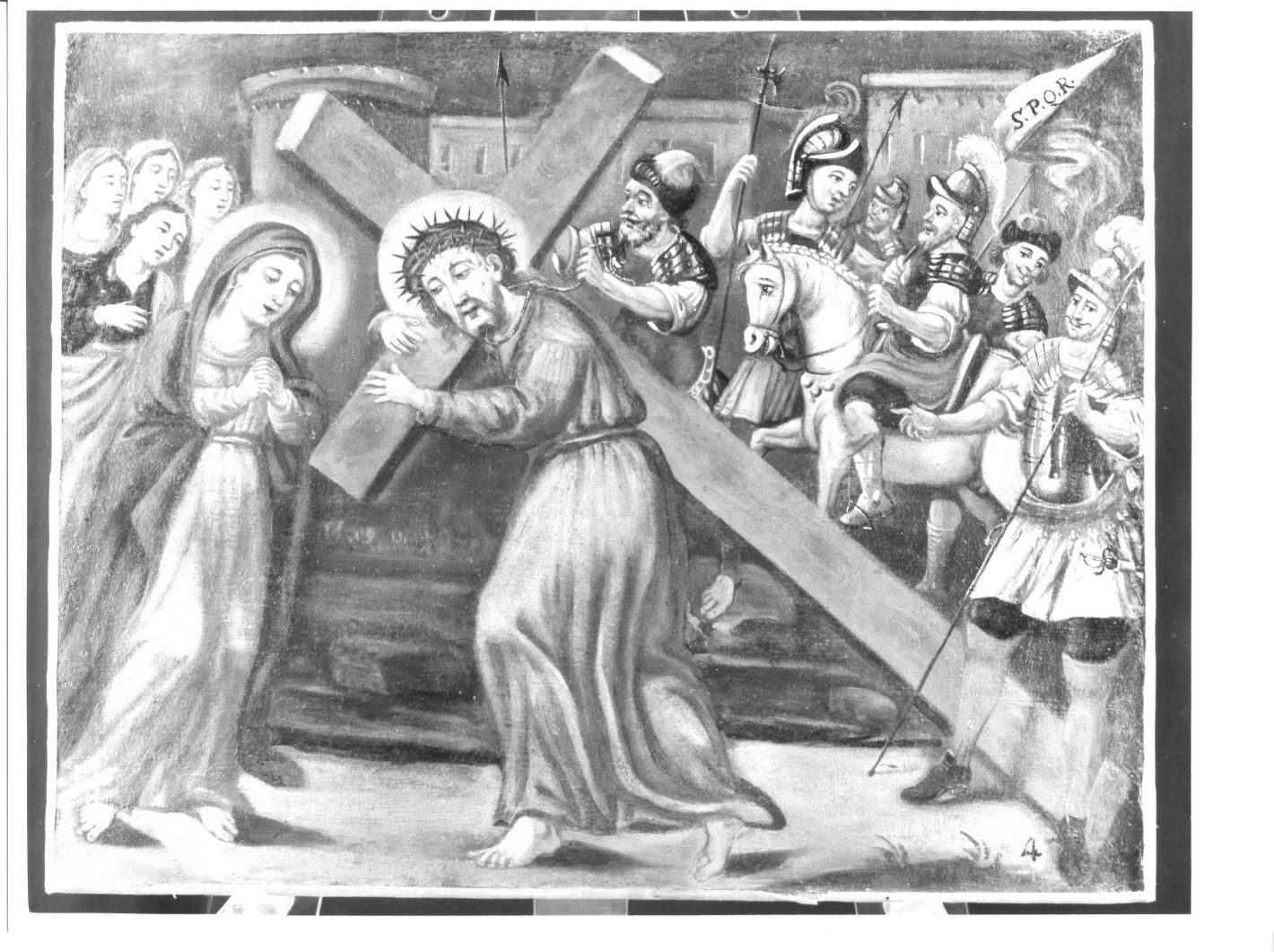 stazione IV: Gesù incontra la Madonna (dipinto, ciclo) - ambito Italia meridionale (sec. XIX)