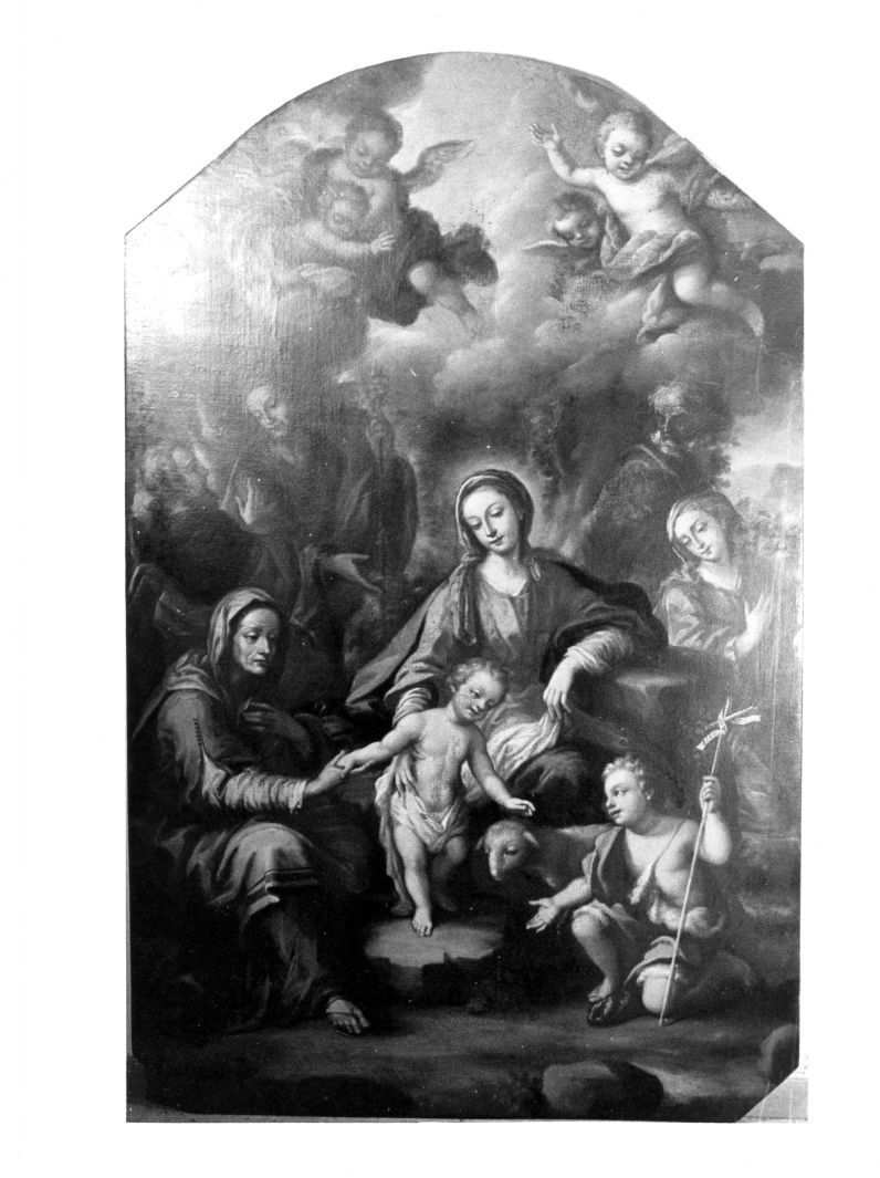 Sacra Famiglia con San Giovanni Battista bambino, Sant'Elisabetta e San Zaccaria (dipinto) - ambito napoletano (metà sec. XVIII)