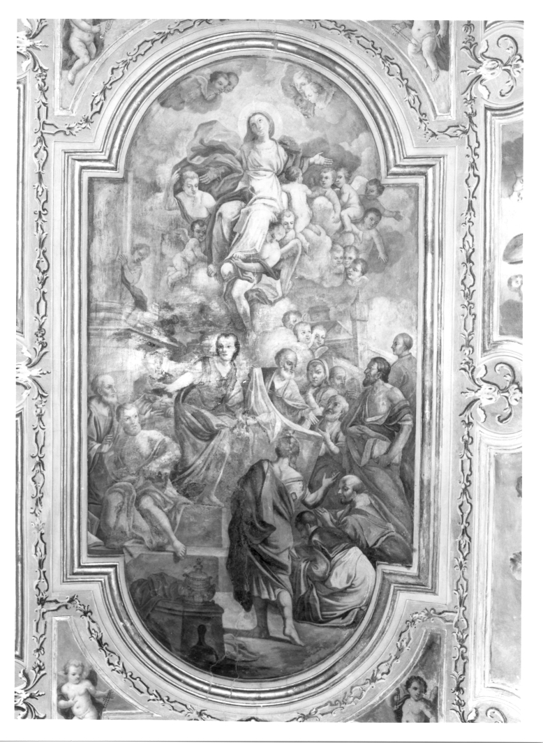 Madonna Assunta con angeli e apostoli (dipinto, elemento d'insieme) - ambito campano (inizio sec. XVIII)